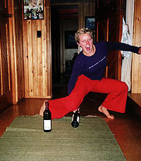 Caroline playing family games at the family farm Te Kouka, 2001. 